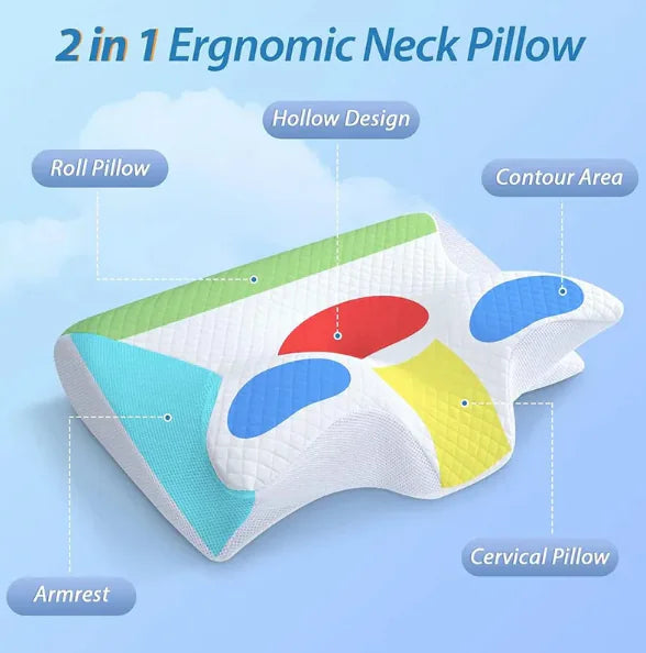 Memory foam neck support pillow with anti-snore ergonomic design