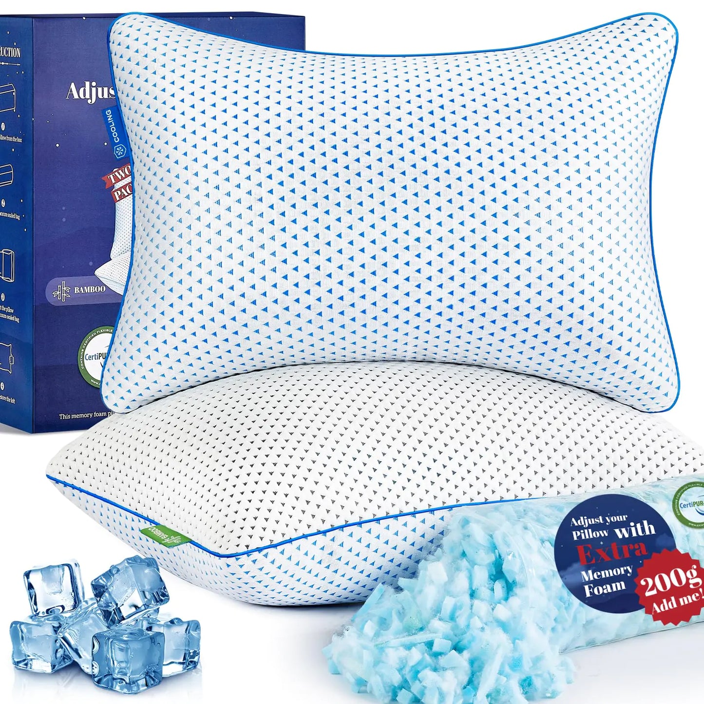 Memory foam pillows cooling for better sleep