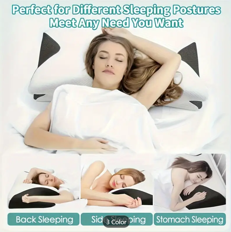 Person sleeping peacefully on a cervical anti-snore pillow, showing proper neck alignment and comfort
