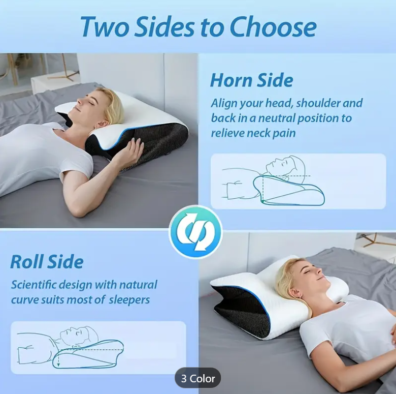 Person sleeping peacefully on a cervical anti-snore pillow, showing proper neck alignment and comfort