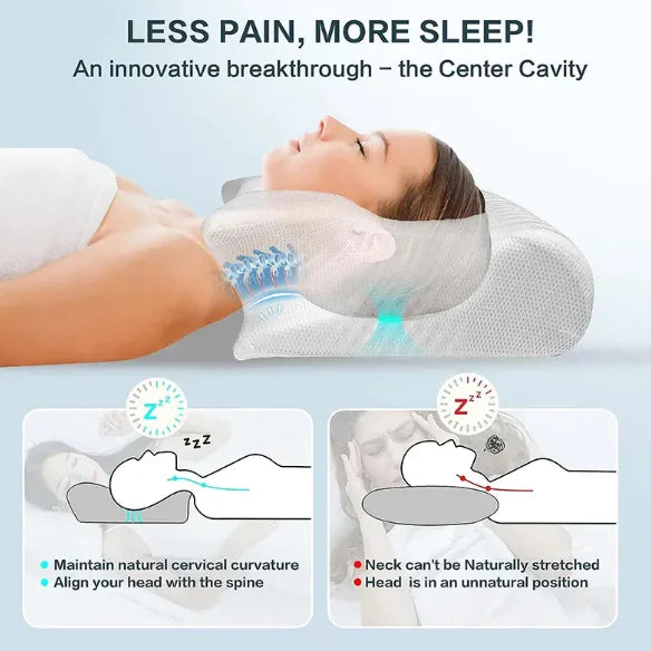 Person sleeping peacefully on a cervical anti-snore pillow, showing proper neck alignment and comfort