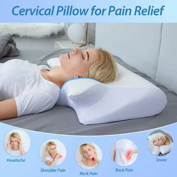 Person sleeping peacefully on a cervical anti-snore pillow, showing proper neck alignment and comfort