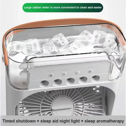 Multi-function USB fan with LED mood light and misting mode